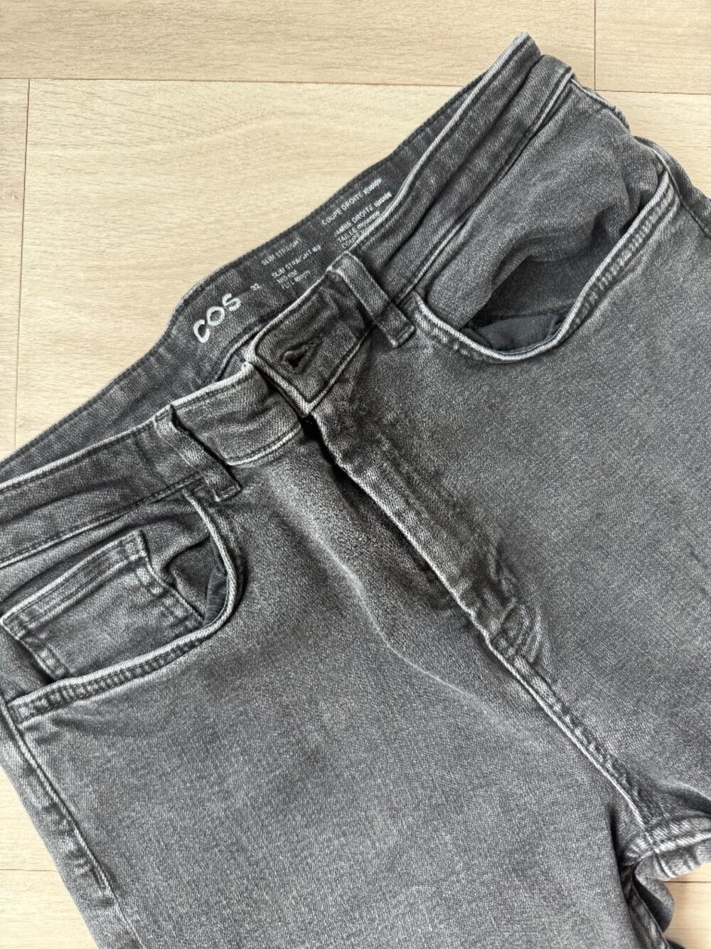COS Slim Straight Jeans Washed Grey Denim 32